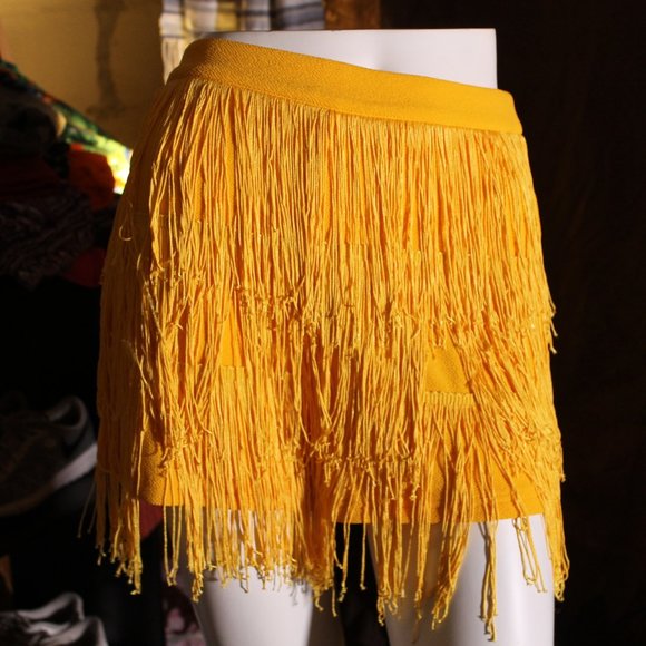 SHEIN Pants - WORN ONCE SHEIN YELLOW FRINGE SHORTS -- SIZE XS